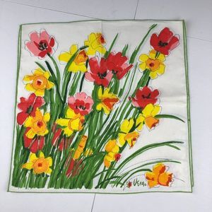 Vintage Vera Neumann Cloth Napkins, Set of 2 - Poppies & Daffodils Sz 16" x 16"